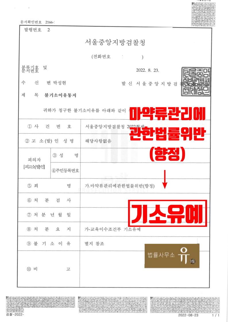 수차례 걸쳐 마약류를 수수하고 흡입한 사례-기소유예 이미지 2