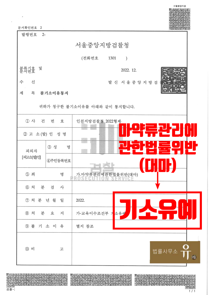 던지기수법으로 대마매수 및 매수미수 혐의받은 사건-기소유예 이미지 2