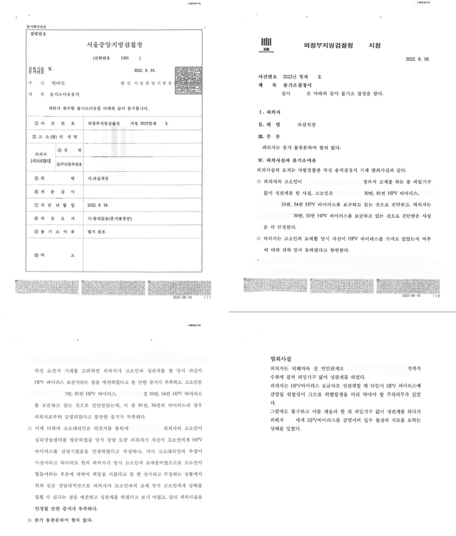 Hpv 바이러스(인유두종 바이러스) 과실치상 혐의없음 | 로톡