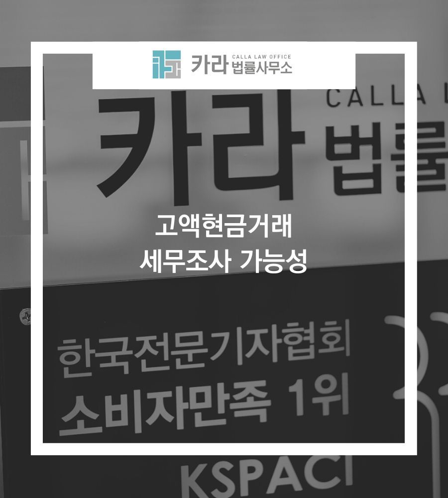 고액현금거래 세무조사 가능성 | 로톡