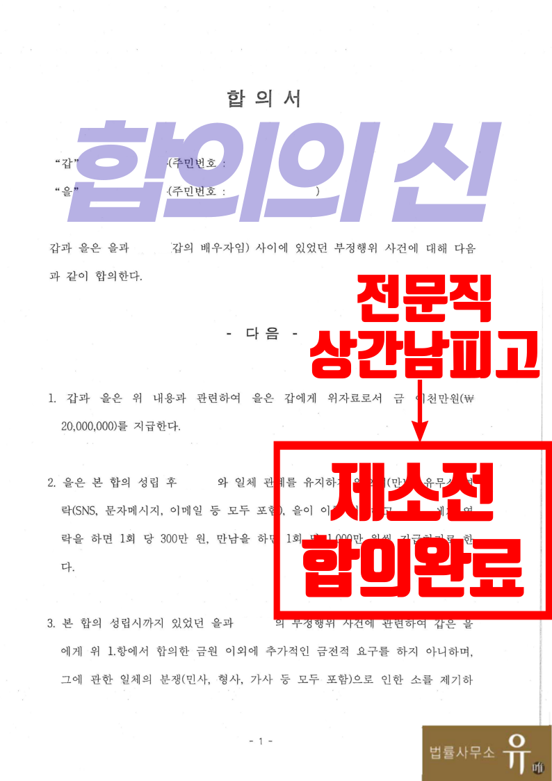 전문직 상간남피고 빠른 제소전 합의로 상간자위자료 사건종결 이미지 2