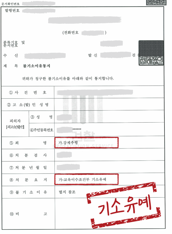 [교육이수조건부 기소유예] 강제추행 이미지 1