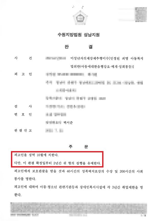 아동복지법위반 - 집행유예 이미지 1