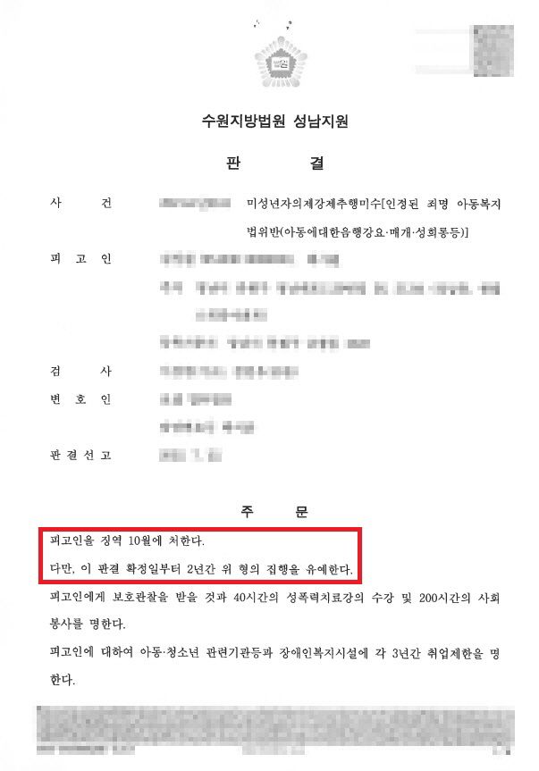 아동복지법위반 - 집행유예 이미지 1
