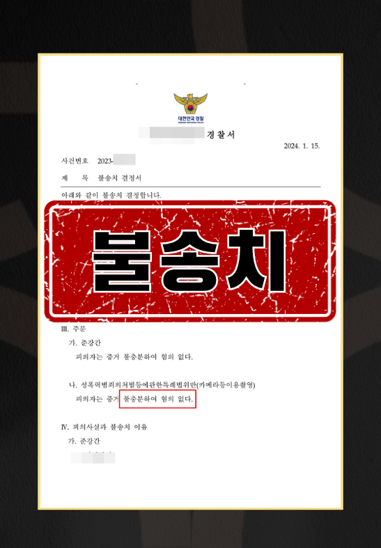 준강간, 성폭력범죄의처벌등에관한특례법위반ㅣ불송치 이미지 1