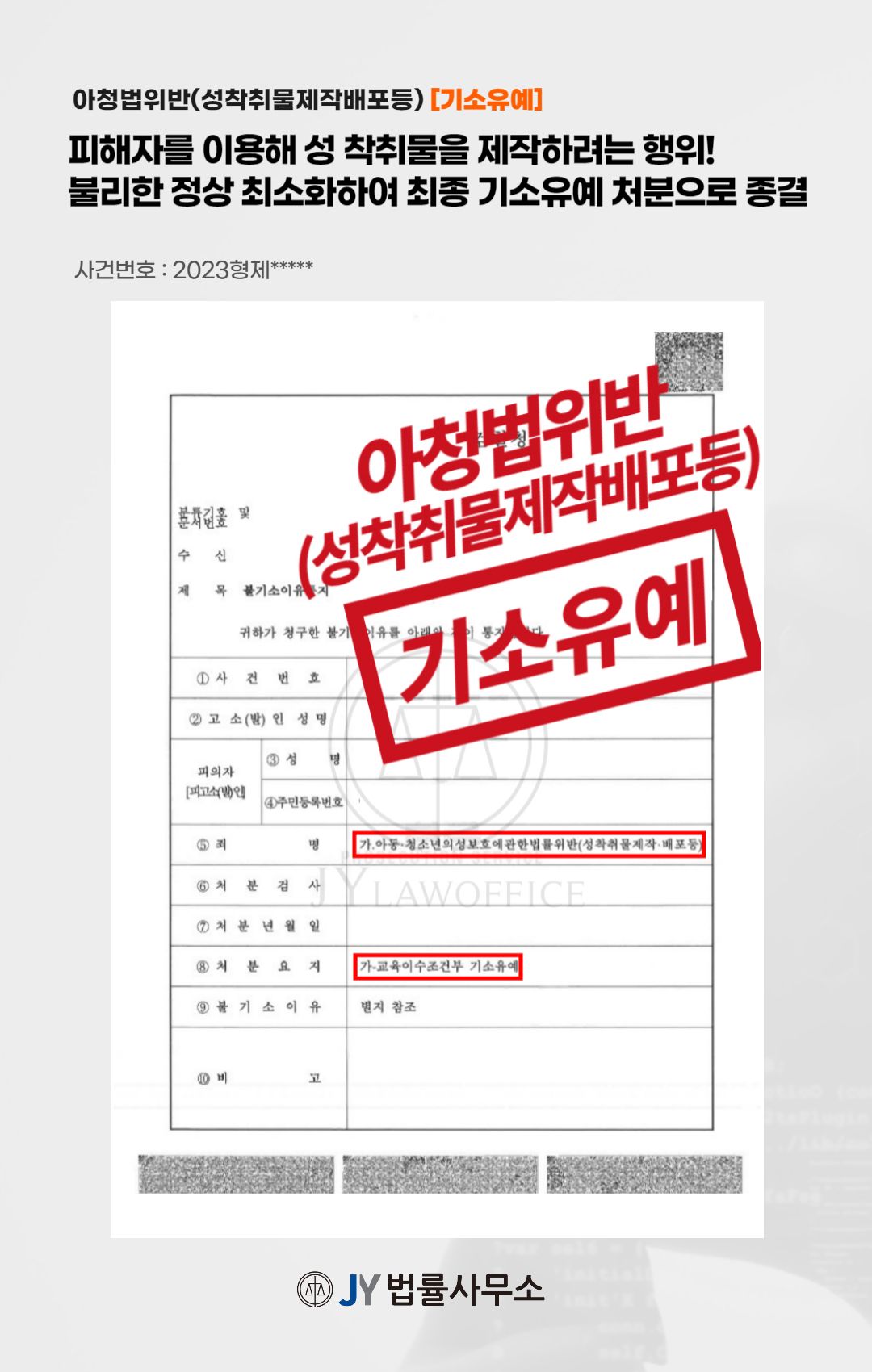 아청법위반, 성 착취물 제작 행위? 최종 기소유예 이미지 1