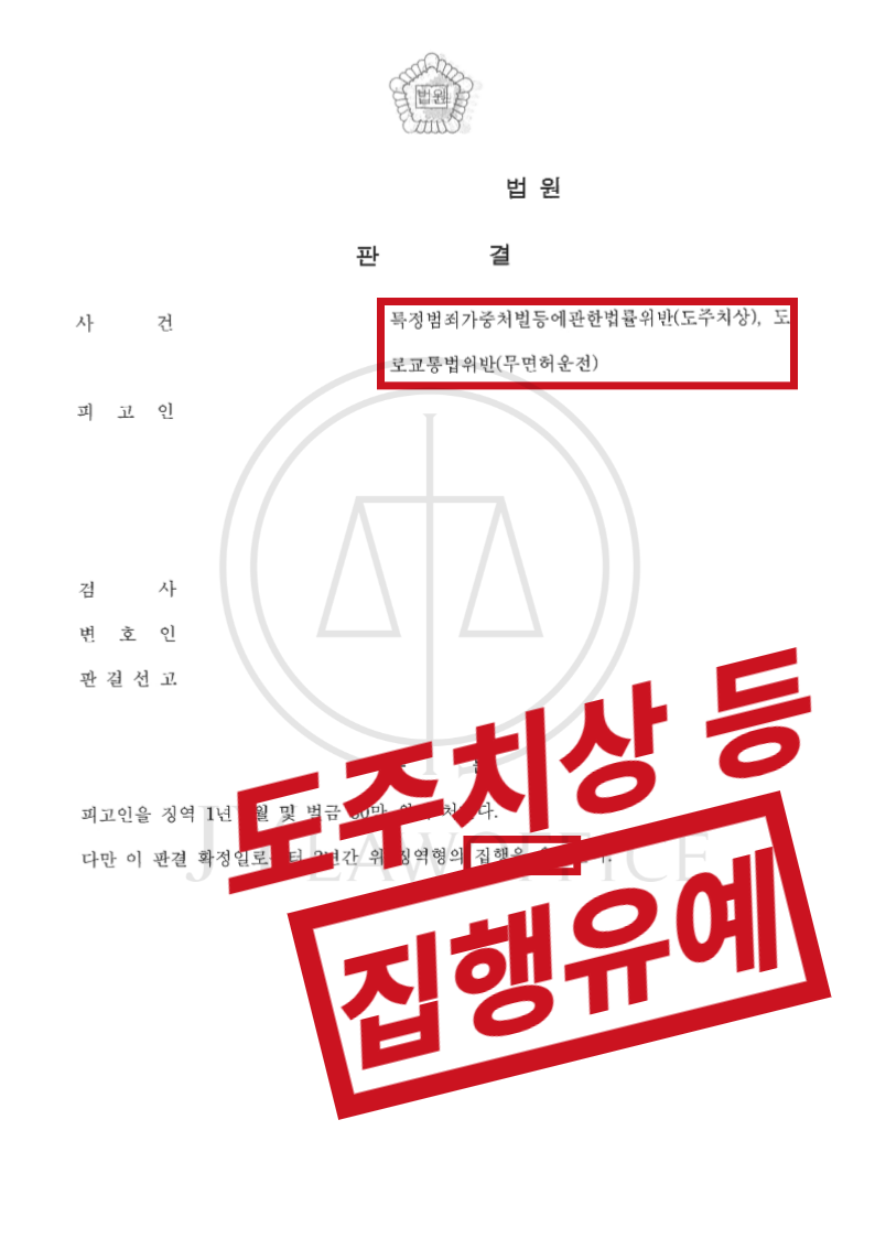 도주치상/무면허운전, 범행 인정! 최종 집행유예 이미지 1