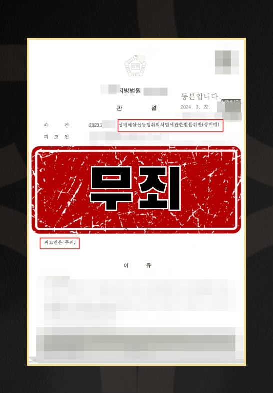 성매매알선등행위의처벌에관한법률위반(성매매)ㅣ무죄 이미지 1