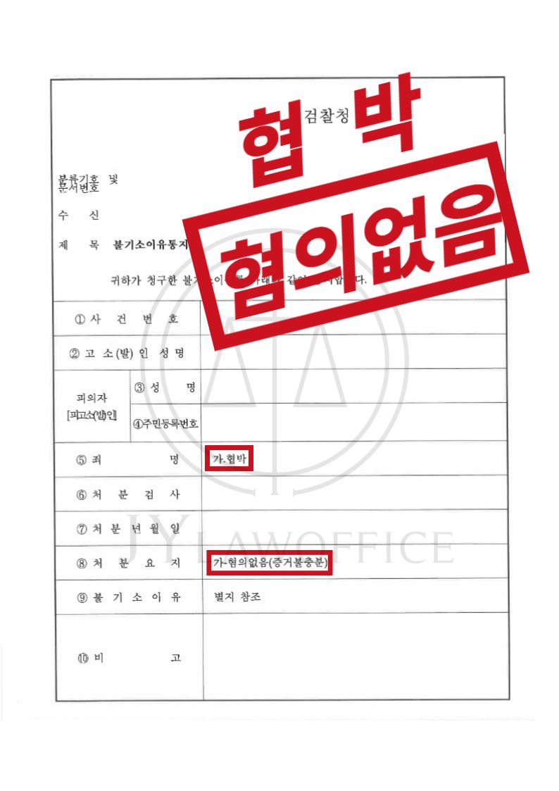 협박, 공포심 유발 목적 없었다면? '혐의없음' 이미지 1