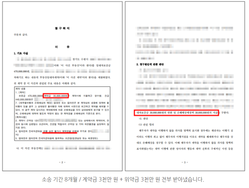 전세계약사기, [계약금 + 위약금]까지 받아낸 승소사례 이미지 1