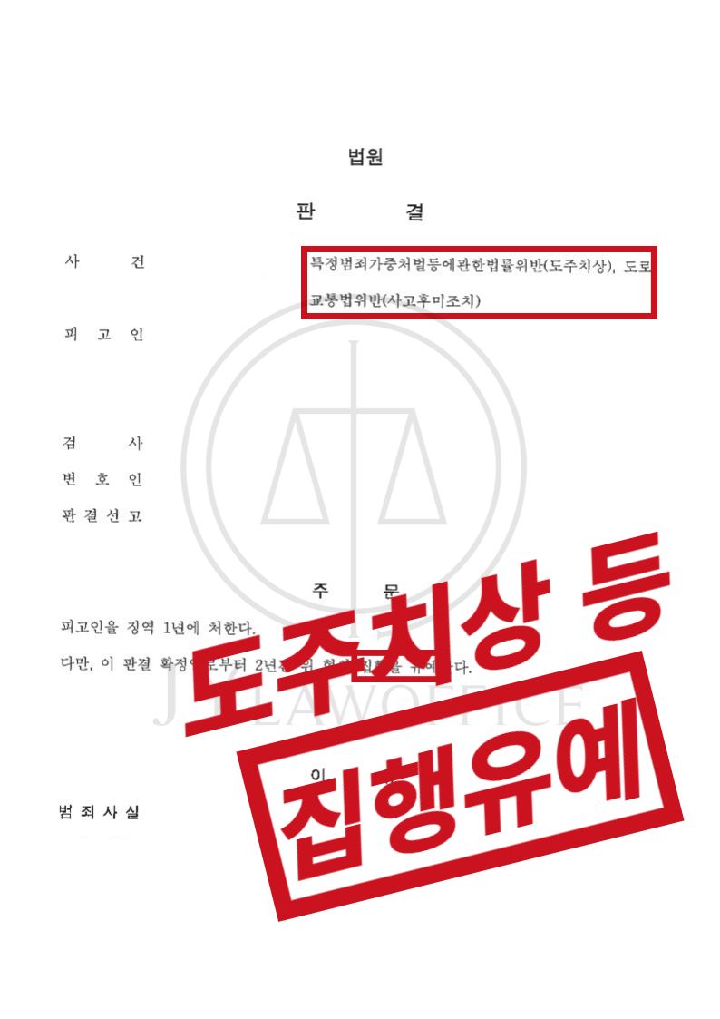 도주치상, 현장 이탈한 증거 있으나 최종 집행유예 이미지 1