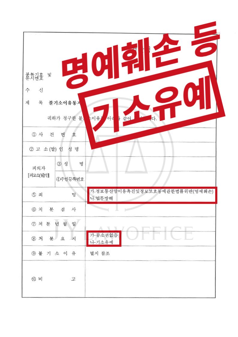 명예훼손/업무방해, 원만한 합의로 최종 기소유예 이미지 1