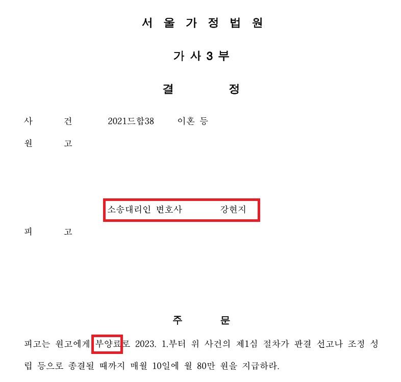 [부양료청구소송] 이혼소송 안에서 해결한 사례 이미지 1