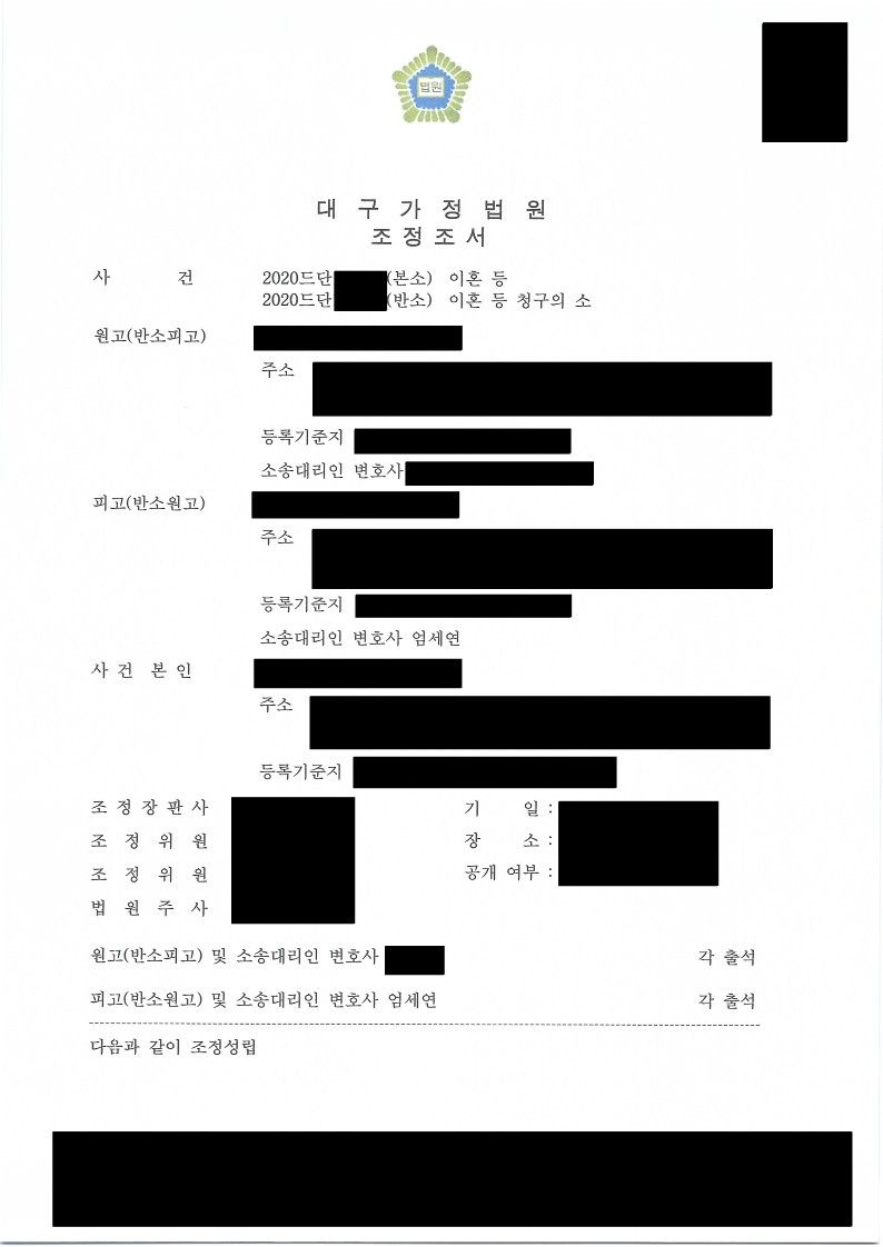 조정이혼 재산분할 및 위자료, 장래양육비 감액 성공사례 이미지 1