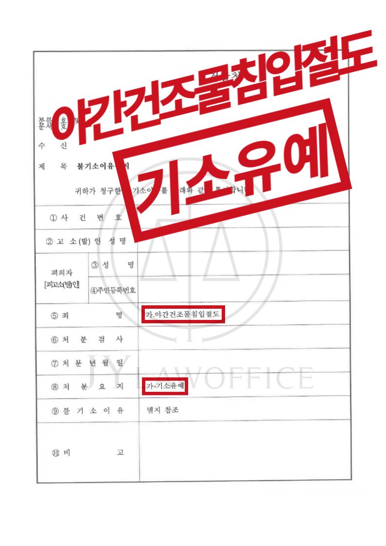 야간건조물침입절도, 기소유예 가능 이미지 1