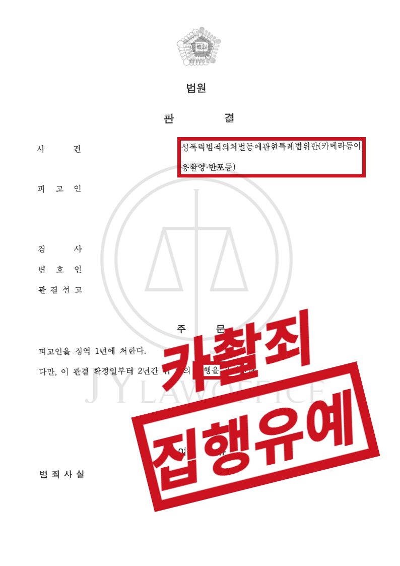 카촬죄, 범행 시인하며 최종 집행유예 이미지 1