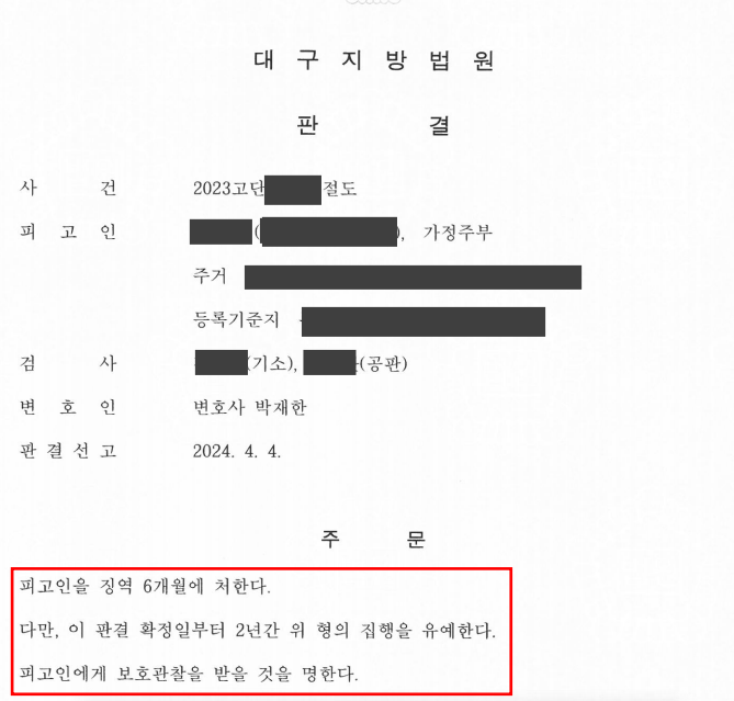 다수의 절도, 집행유예 이미지 1