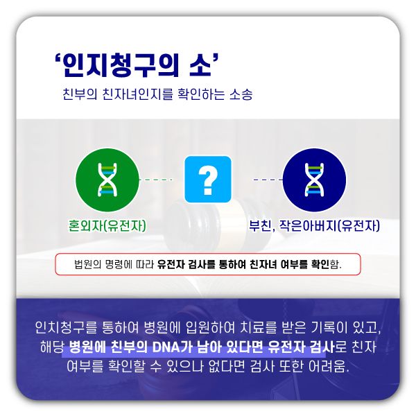 인지청구의 소, 유전자 검사가 힘든 경우의 친자 인정사례 이미지 1