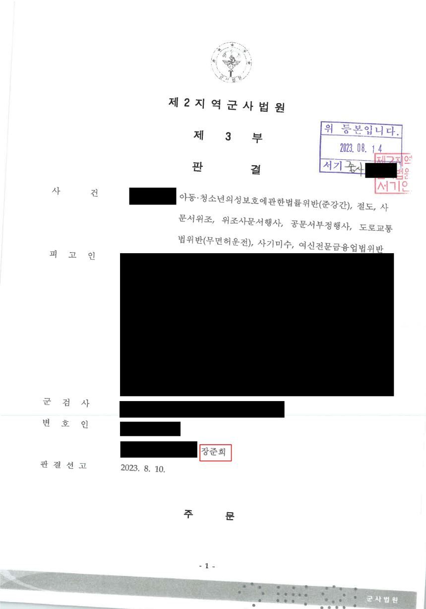 여신전문금융업법위반 무죄 선고! 준강간 집유 선고! 이미지 1