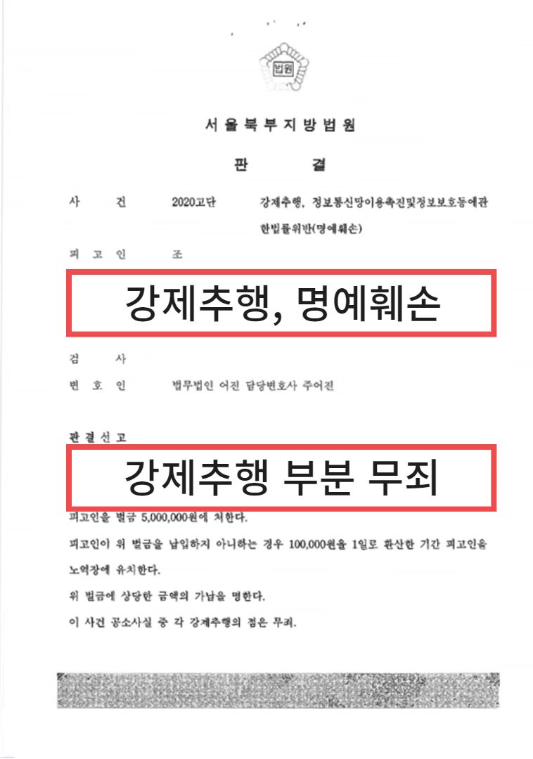 강제추행, 부분 무죄로 구제받은 성공사례 이미지 1