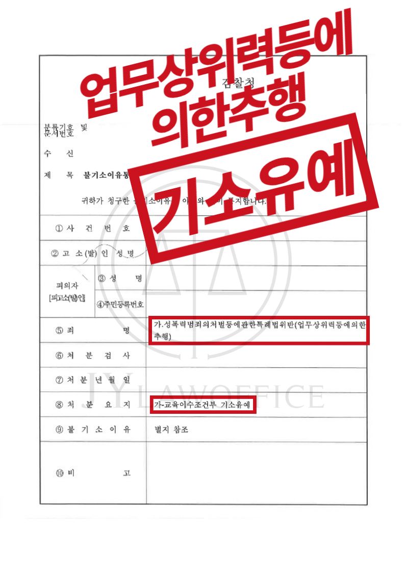 업무상위력등에의한추행, 기소유예 이미지 1