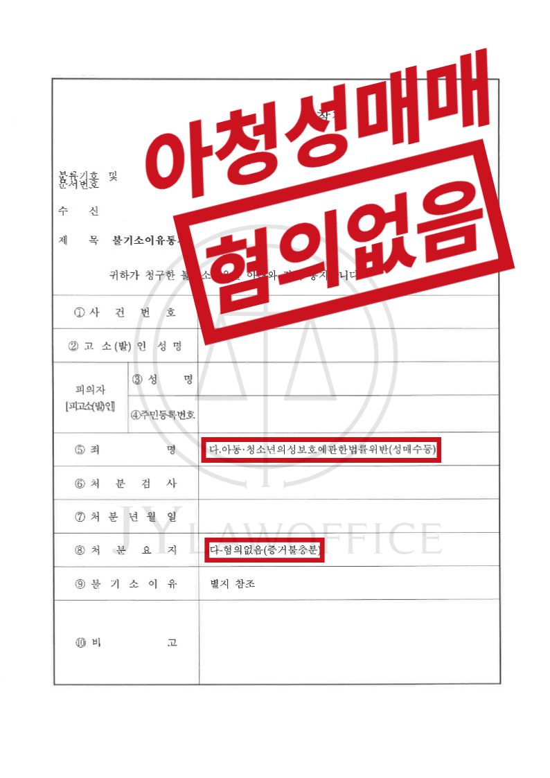 아동ㆍ청소년 성매매, 혐의없음 이미지 1