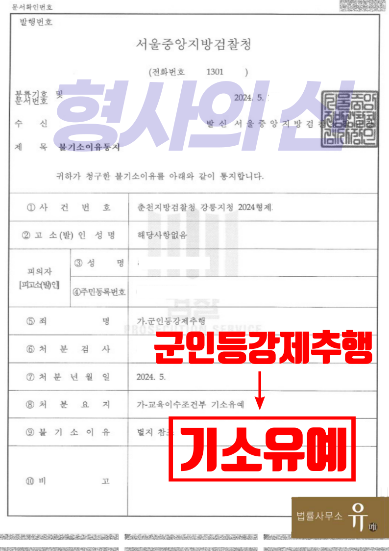 군대 내에서 후임 강제추행한 사건-기소유예(군인등강제추행) 이미지 1