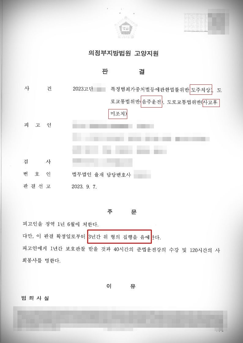 [음주운전뺑소니]집행유예 방어 이미지 1