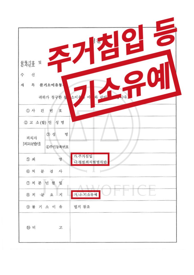 주거침입, 피해자와의 합의로 기소유예 이미지 1