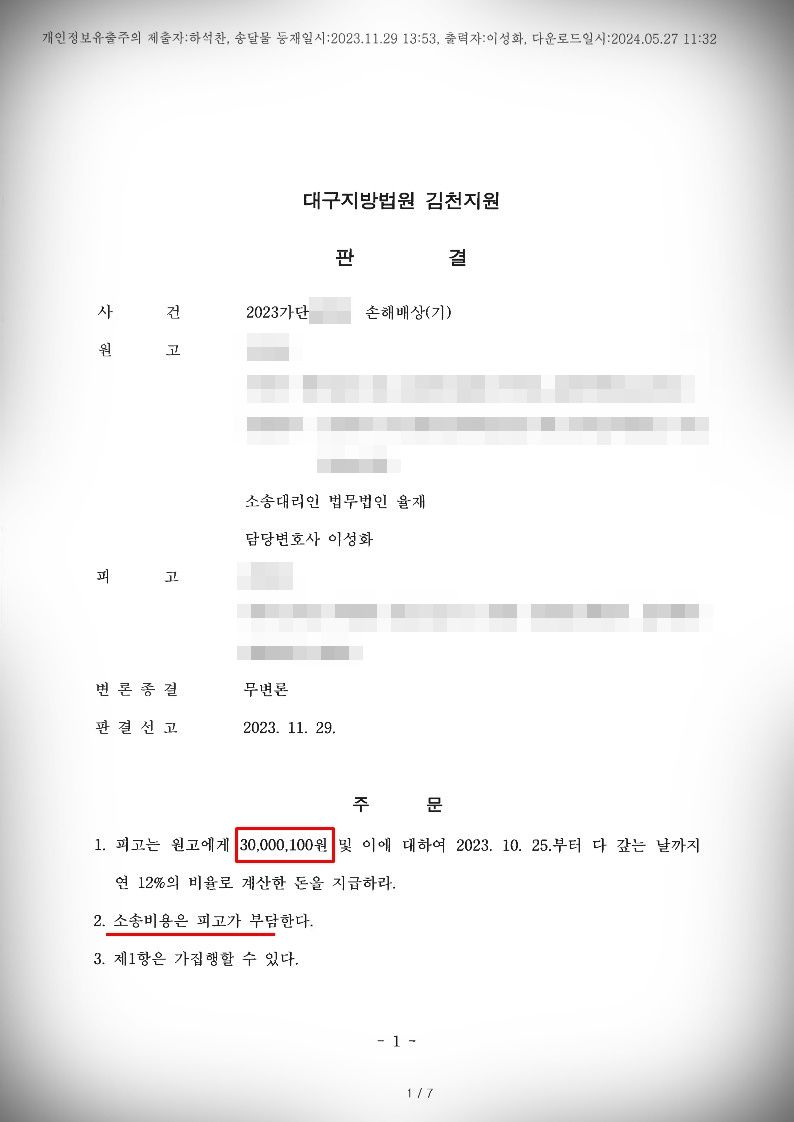 [상간소송]상간녀위자료청구 3천만 원 승소 이미지 1