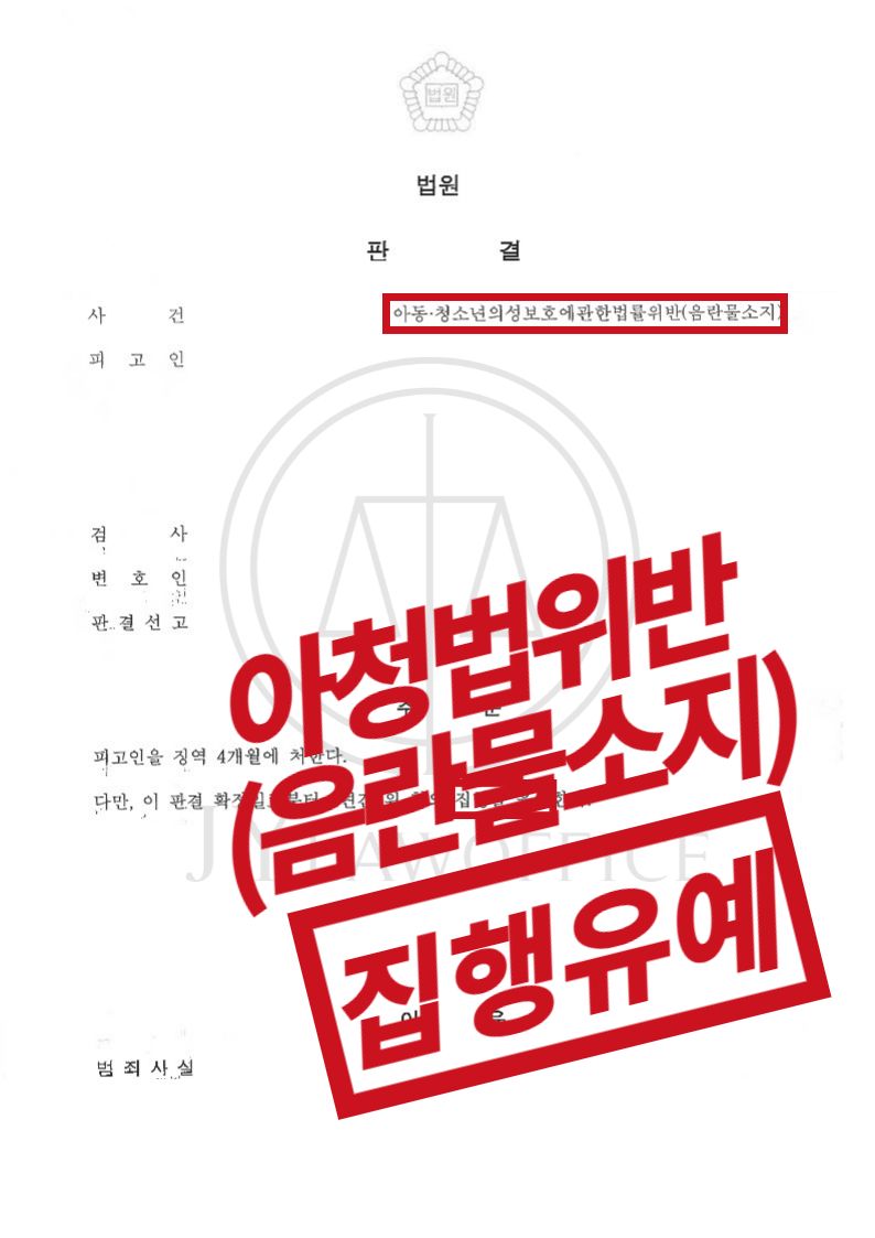 아청법위반(음란물소지), 증거 있었으나 집행유예 이미지 1