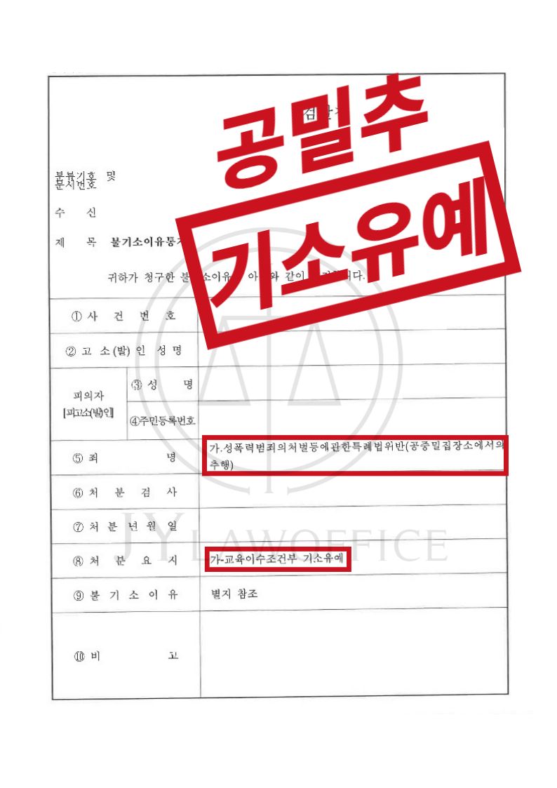 공중밀집장소추행, 전과 없는 기소유예 이미지 1