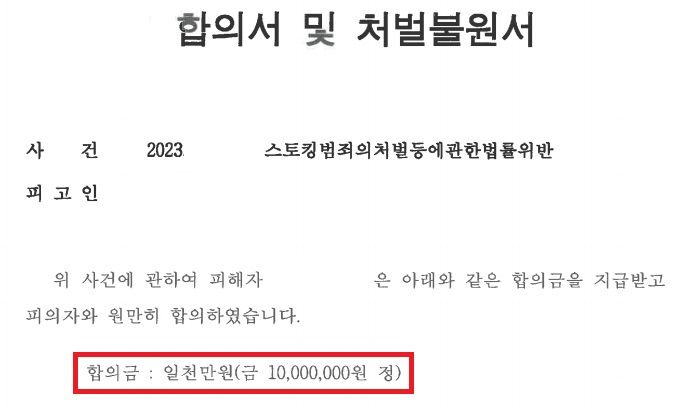 [피해자대리/합의금1000만]스토킹처벌법 고소대리 구공판 기소 이미지 2