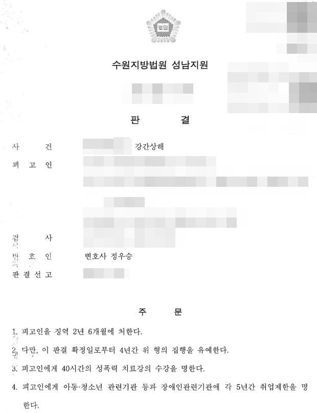 술에 만취하여 강간상해 범죄, 집행유예로 종결 이미지 1