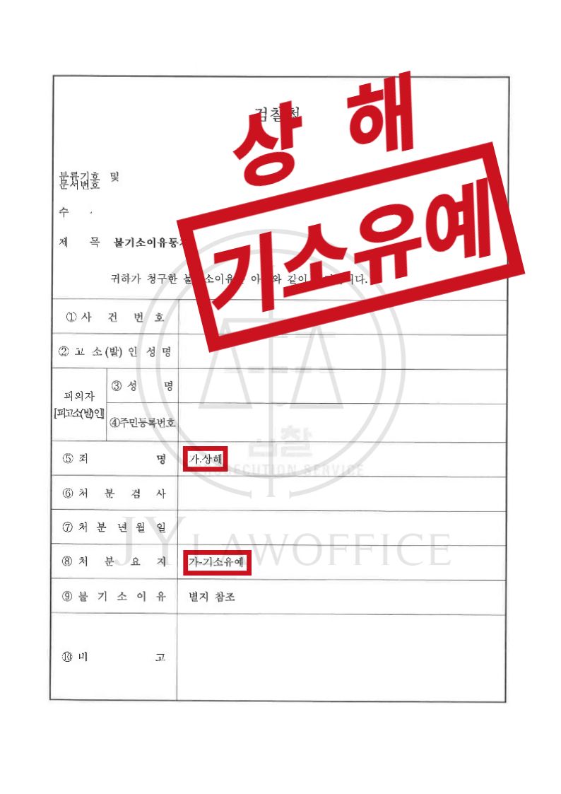 상해, 피해자와의 합의로 기소유예 이미지 1