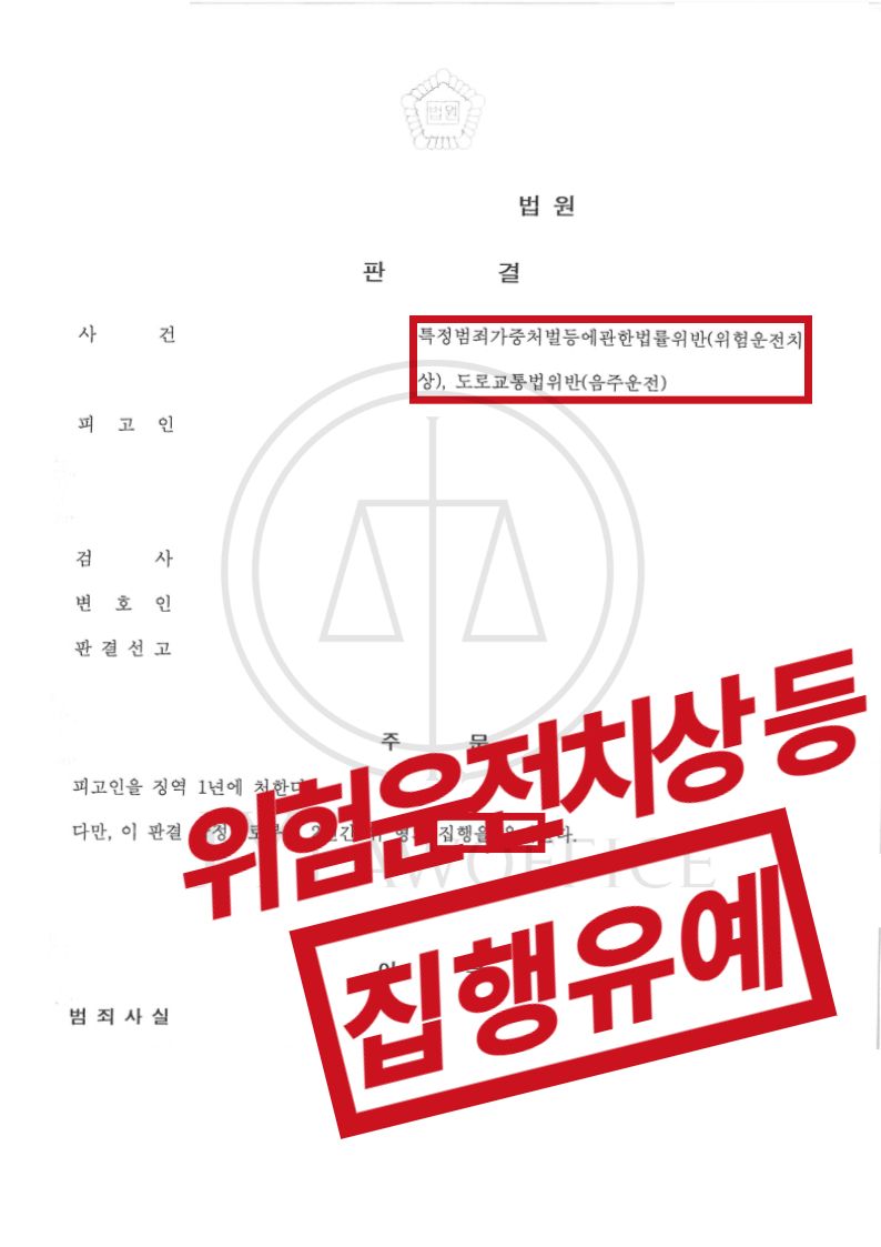 위험운전치상/음주운전2회, 징역 불가피했지만 집행유예 이미지 1