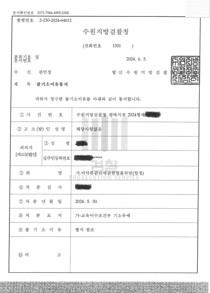 필로폰 구매 투약 기소유예! 이미지 1