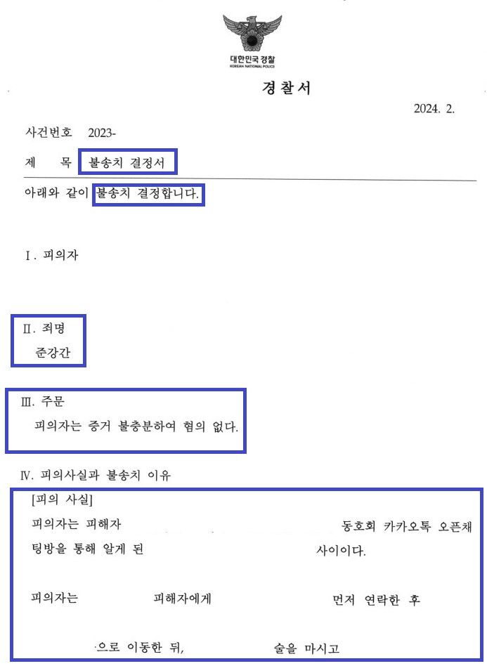 용인성범죄전문변호사 준강간죄 무혐의 불송치 성공사례 이미지 4