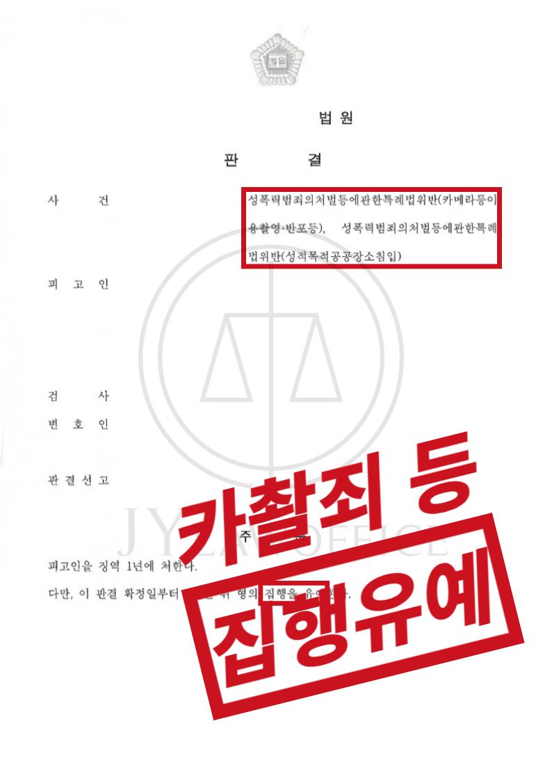 카촬/성적목적공공장소침입, 적절한 초기 진술로 집행유예 이미지 1