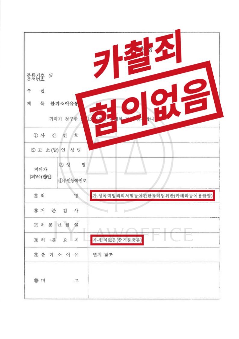 카메라등이용촬영죄, 혐의없음 이미지 1