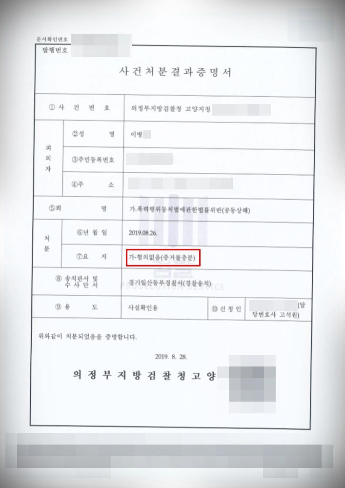 [공동상해] 검찰 단계 I 혐의없음 방어 이미지 1