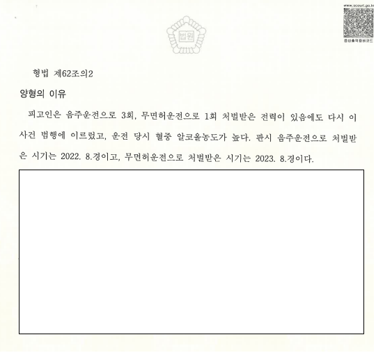 음주 4회, 무면허, 0.124%, 운전거리 5미터, 집행유예 이미지 2