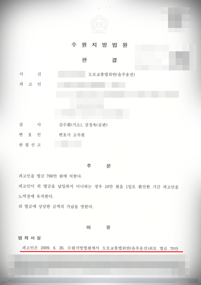 [음주운전 3진아웃] 음주운전 3진아웃 벌금 방어 이미지 1