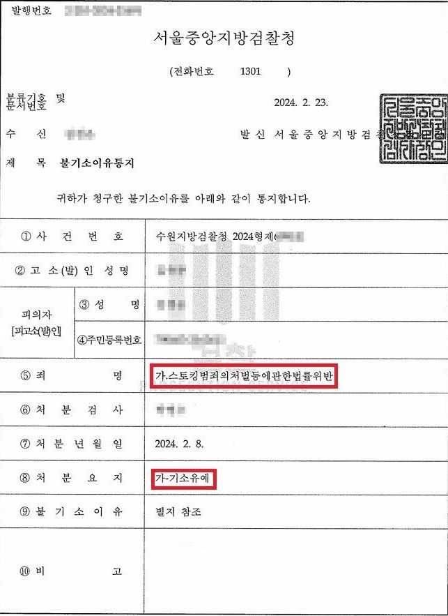 스토킹 기소유예 성공사례 이미지 1