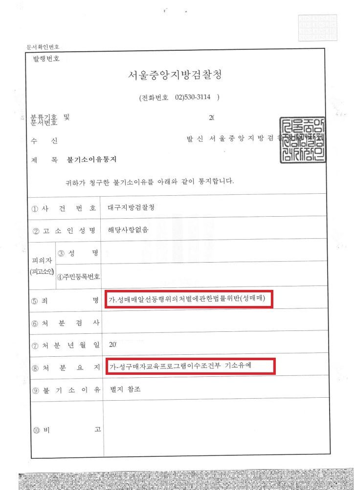 [성매매] 오피스텔성매매 3회 자백 선처 [기소유예] 이미지 2