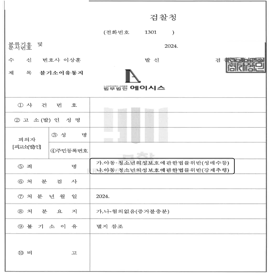 [무혐의] 채팅앱에서 만난 미성년자에게 고소당한 사건 방어 성공 이미지 1