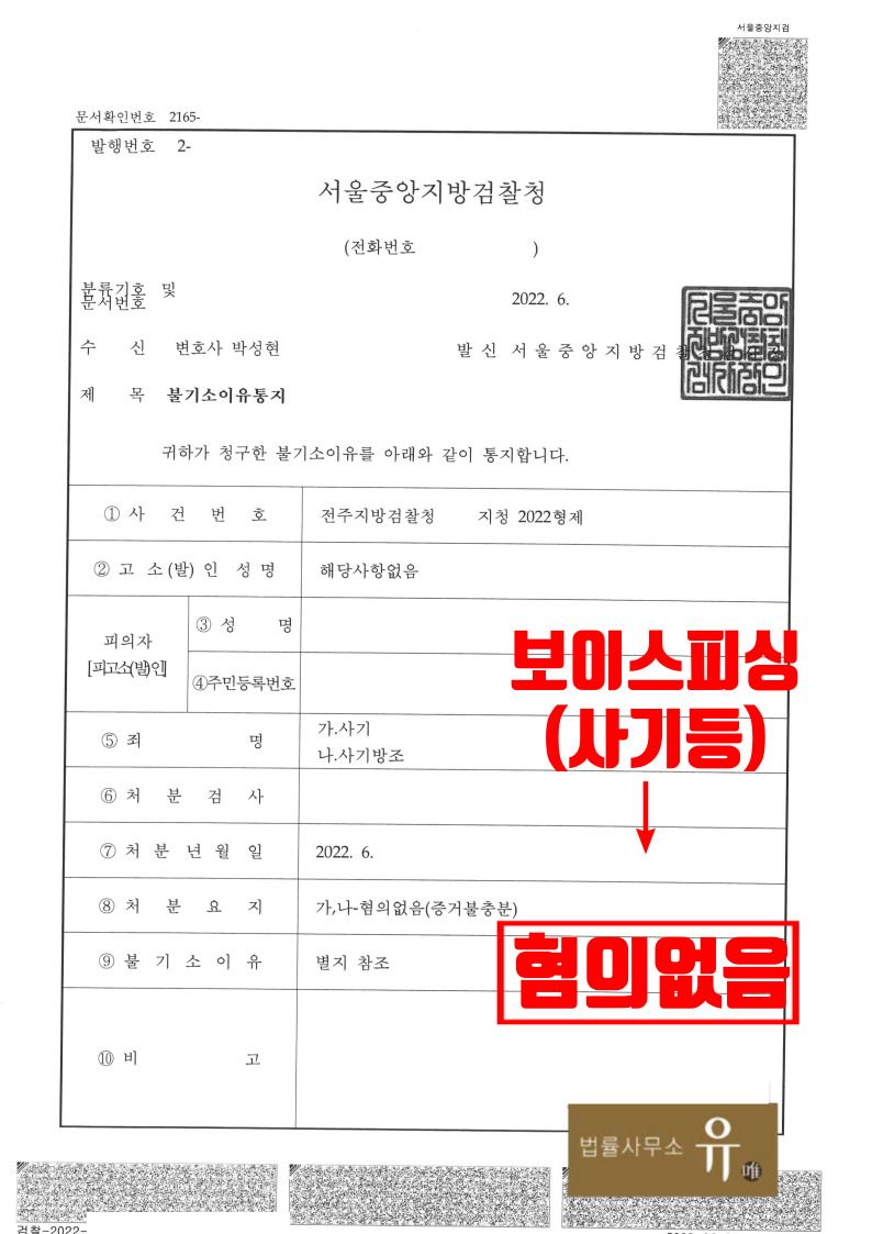 [박성현 대표변호사 해결사례] 보이스피싱 사기방조죄 살무대응법 이미지 2
