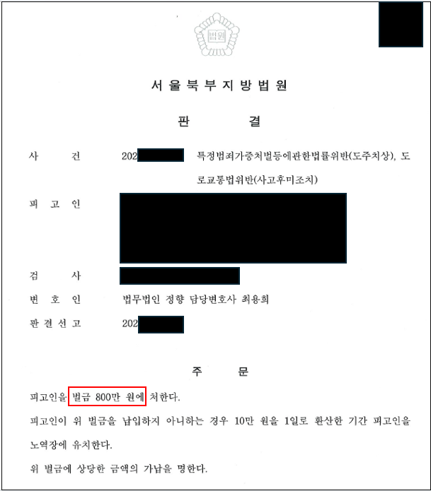 [뺑소니 벌금형] 실형 위기의 뺑소니 사건 벌금형으로 종결 이미지 1