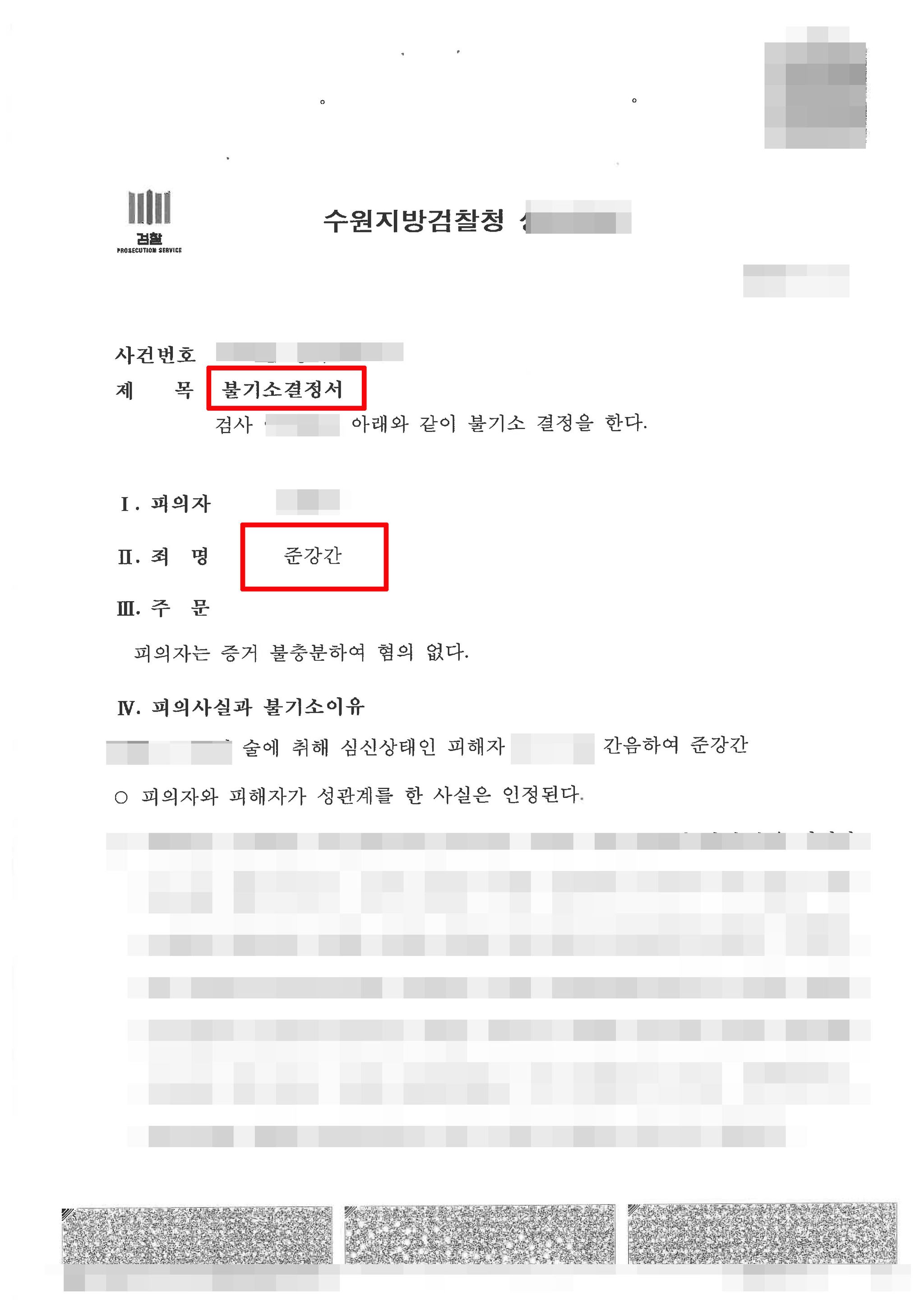 술을 마신 후 자취방에서 간음 피해 주장한 준강간 무혐의사례 이미지 1