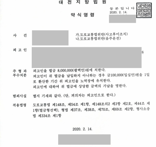 음주운전 및 사고후미조치에 대해 벌금형을 이끌어낸 사례 이미지 2